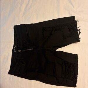 Fashion Nova Black Distressed Jean Shorts